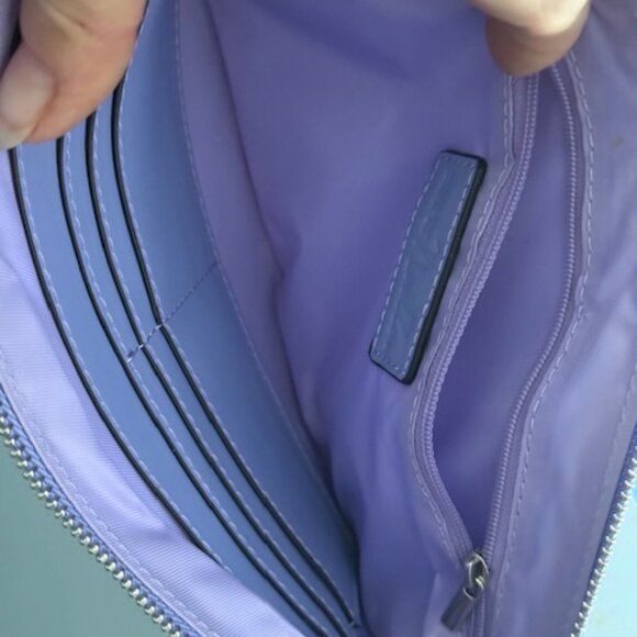 Lavender top handle geometric stitching Purse Wristlet Novelty - Picture 5 of 6